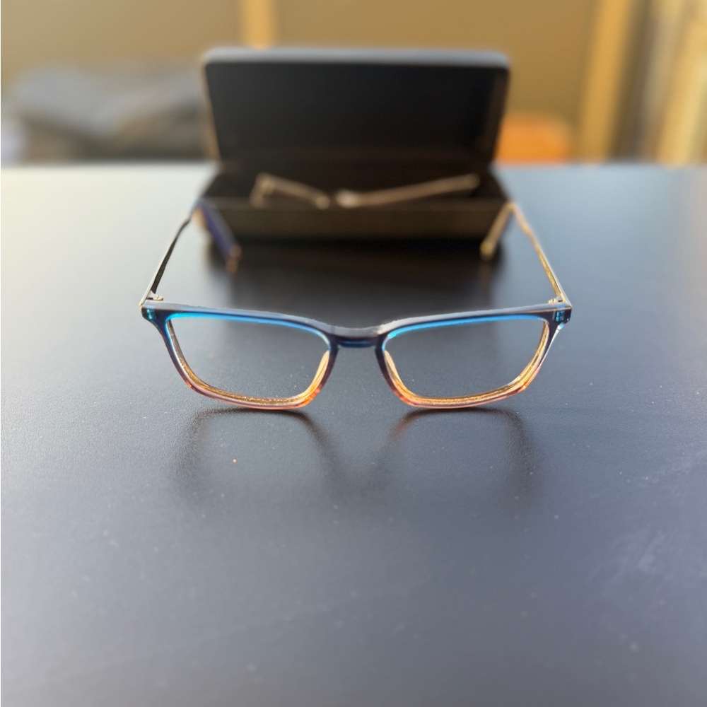 John Varvatos Eyeglasses Frames Navy Gradient 52-16-140 Rectangular With Case